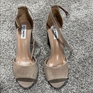 Steve Madden Neutral Taupe Suede Block Heel Sandals